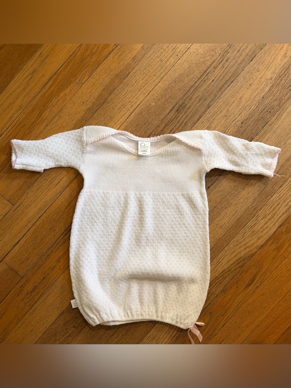 Paty—Baby White Knit Sleep Gown - Soft Newborn Pajama